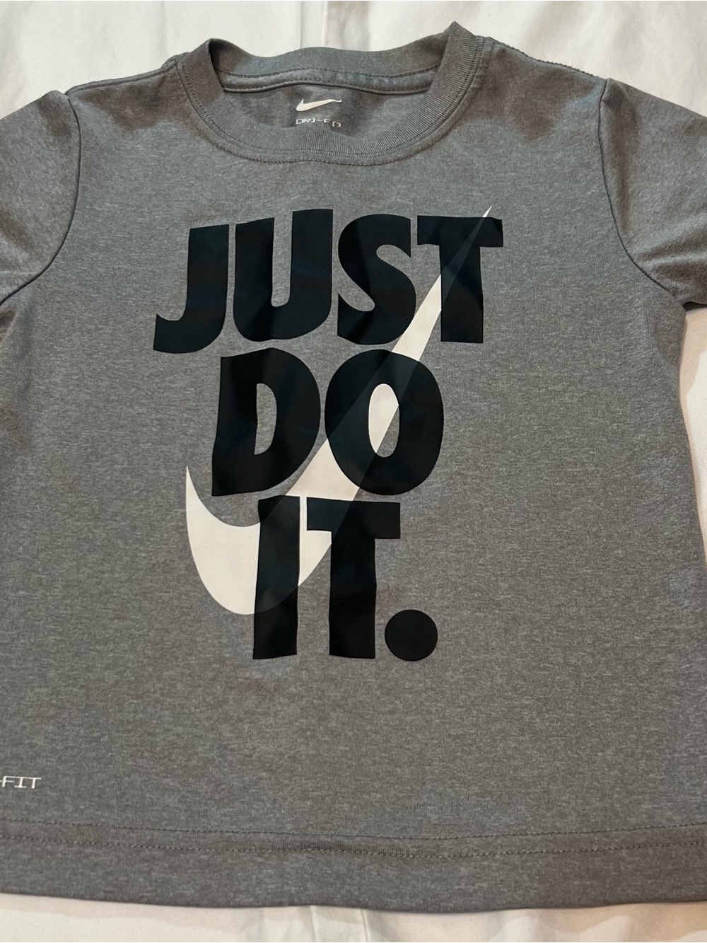 Nike Gray 'Just Do It' Short-Sleeve Tee for Kids